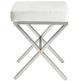 Elisabetta Vanity Bench, White, Chrome