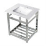 Kingston Brass VWP2522A1 25Inch Ceramic Console Sink (1Hole), White/Chrome