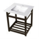 Kingston Brass VWP2522A5 25Inch Ceramic Console Sink (1Hole), White/Oil Rubbed Bronze