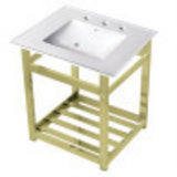 Kingston Brass VWP2522W8A2 25Inch Ceramic Console Sink (8Inch, 3Hole), White/Polished Brass