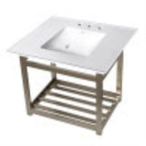 Kingston Brass Vwp3122W8A8 31-Inch Ceramic Console Sink (8-Inch, 3-Hole), White/Brushed Nickel