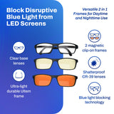 Versa Blue Light Blocking Glasses – 2 in 1 Clip On Lenses