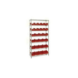 Bin System Unit, Stationary, Includes: (4) Posts, (7) Wire Shelves, (10) 18-1/2L X 6-5/8W X 7H (Qp1867) And (16) 18-1/2L X 8-3/8
