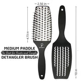 INATEKPRO Curved Vented Boar Bristle Detangler Brush - WHITE | MEDIUM
