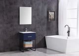 24 Blue Finish Sink Vanity With Black Metal Frame-Pvc