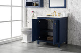 30 Blue Finish Sink Vanity Cabinet With Carrara White Top