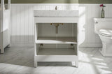 30 White Finish Sink Vanity Cabinet With Carrara White Top