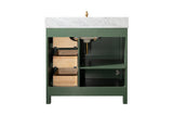 36 Vogue Green Finish Sink Vanity Cabinet With Carrara White Top
