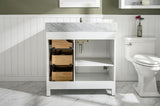 36 White Finish Sink Vanity Cabinet With Carrara White Top