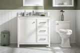 36 White Finish Sink Vanity Cabinet With Carrara White Top