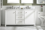 60 White Finish Double Sink Vanity Cabinet With Carrara White Top