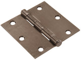 Hillman Group 851267 Carded Removable Pin Residential Door Hinges Square Corners Full Mortise Pewter 3.3 in.