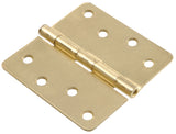 Hillman Group 852614 Brass Plated Round Full Mortise Hinges Satin Brass 0.25 x 4 in.