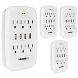 5 Core 4 Pieces 6 Outlet Extender 900J Surge Protector With 4 Usb Charger Port Wall Adapter Wms 6S 4Usb 4Pcs