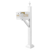 Westhaven System With Lewiston Mailbox, (3 Cast Plates) Square Collar & Urn Finial In (White)