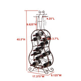 Flamenco Bronze Metal Free Standing 19 Bottle Wine Rack With Stemware Holders