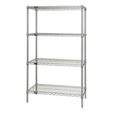 Wire Shelving Starter Kit, 48W X 21D X 54H, 600 - 800 Lb. Capacity, Includes (4) Wire Shelves And (4) Posts, Chrome Plated Finis