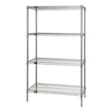 Wire Shelving Starter Kit, 72W X 24D X 54H, 600 - 800 Lb. Capacity, Includes (4) Wire Shelves And (4) Posts, Chrome Plated Finis