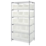 Bin Wire Shelving System, 36W X 24D X 74H Overall Size, 800 Lb. Capacity Per Shelf, Includes: (6) Wire Shelves, (4) Posts, (9) Q