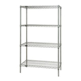 Wire Shelving Starter Kit, 36W X 14D X 63H, 600 - 800 Lb. Capacity, Includes (4) Wire Shelves And (4) Posts, Chrome Plated Finis