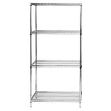Wire Shelving Starter Kit, 24W X 21D X 63H, 600 - 800 Lb. Capacity, Includes (4) Wire Shelves And (4) Posts, Chrome Plated Finis