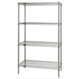 Wire Shelving Starter Kit, 60W X 24D X 63H, 600 - 800 Lb. Capacity, Includes (4) Wire Shelves And (4) Posts, Chrome Plated Finis