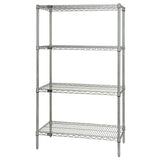 Wire Shelving Starter Kit, 72W X 24D X 63H, 600 - 800 Lb. Capacity, Includes (4) Wire Shelves And (4) Posts, Chrome Plated Finis