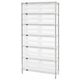 Bin Wire Shelving System, 36W X 12D X 74H Overall Size, 800 Lb. Capacity Per Shelf, Includes: (7) Wire Shelves, (4) Posts, And (