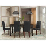 Acadian Transitional Parson Dining Chair (Set Of 2) In Distressed Black Faux Leather