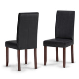 Acadian Transitional Parson Dining Chair (Set Of 2) In Distressed Black Faux Leather