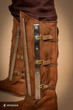 Splinted Suede Leather Greaves Brown
