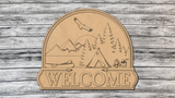 Welcome Lake Canoe Camping Door Hanger DIY Unfinished Kit