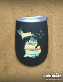 Stainless Steel Wine Glass - Sunset Birds