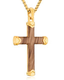 Bubinga Wood Cross Pendant (Gold)