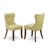 East West Furniture X777Si737-9 9-Pc Kitchen Dining Set- 8 Dining Chair With Limelight Linen Fabric Seat And Button Tufted Chair