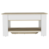 Tuhome Austin Storage Table, Internal Storage, One Flexible Table Shelf, Four Legs, Low Shelf-Light Oak/White, For Bedroom