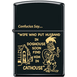 218Mp323189 - Zippo Procut Confucius Say Wife Black Matte
