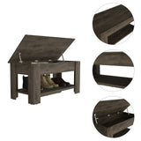 Tuhome Austin Storage Table, Internal Storage, One Flexible Table Shelf, Four Legs, Low Shelf-Dark Brown, For Bedroom