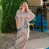 Aanya Adjustable Long Kaftan Dress – Boho Maxi Kaftan Made from Reclaimed Sari