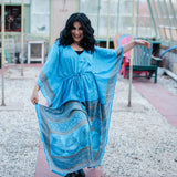 Aanya Adjustable Long Kaftan Dress – Boho Maxi Kaftan Made from Reclaimed Sari