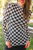 Alyssa Mesh Top- Black Checkered