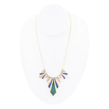 Art Deco Colorful Inlaid Golden Statement Necklace
