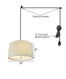 18"W 2 Light Swag Plug-In Pendant Textured Oatmeal with Diffuser Black Cord