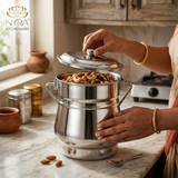 Stainless Steel Milk Pot/Container with lid | Flat Bottom dolchi for Milk - medium