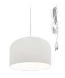 2 Light Swag Plug-In Pendant 14"w White Shade with Diffuser, White Cord