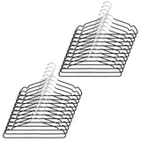 Standard Clothes Hangers with Pant Bar, Shoulder Notch & Slim Profile, Chrome Finish