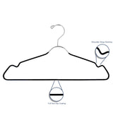 Standard Clothes Hangers with Pant Bar, Shoulder Notch & Slim Profile, Chrome Finish