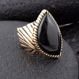 Black Onyx Golden Statement Rings