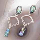Blue Abalone Drop Chain Sterling Silver Earrings