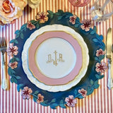 UNITY BLUE ROUND PINK FAUX LEATHER PLACEMAT